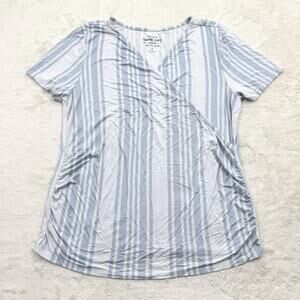 Torrid Women’s Super Soft Surplice Wrap Top Blue Stripe Ruched Stretch Sz 2X